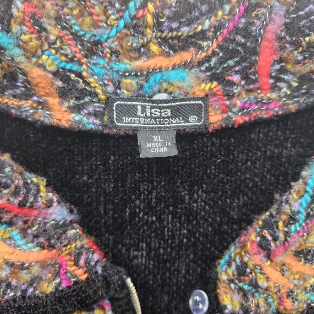 Colorful Sleeveless Zip-Up Knit Vest Fiber Art Teacher Comfy Cozy Soft Cute XL - Picture 8 of 13